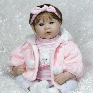 Reborn Like Realistic & Lifelike Girl Baby Doll - Snow Bunny, 19 inch Silicone-Like Vinyl