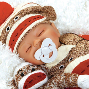 Baby Doll That Looks Real, Sock Monkey Business, Soft Vinyl, 16 inch Paradise Galleries Reborn