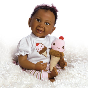 Real Life African American Doll, Cherry, Silicone Vinyl, 19 inch Paradise Galleries Reborn