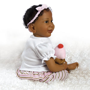 Real Life African American Doll, Cherry, Silicone Vinyl, 19 inch Paradise Galleries Reborn