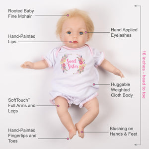 Paradise Galleries Reborn Doll Sweet Sister with Magnetic Pacifier