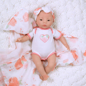 Reborn Preemie Baby Doll 16" Swaddlers: Peach Blossom - Paradise Galleries 