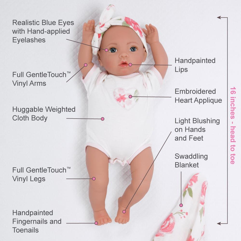 Reborn Newborn Baby Doll 16" Swaddlers: Rose Petal - Paradise Galleries