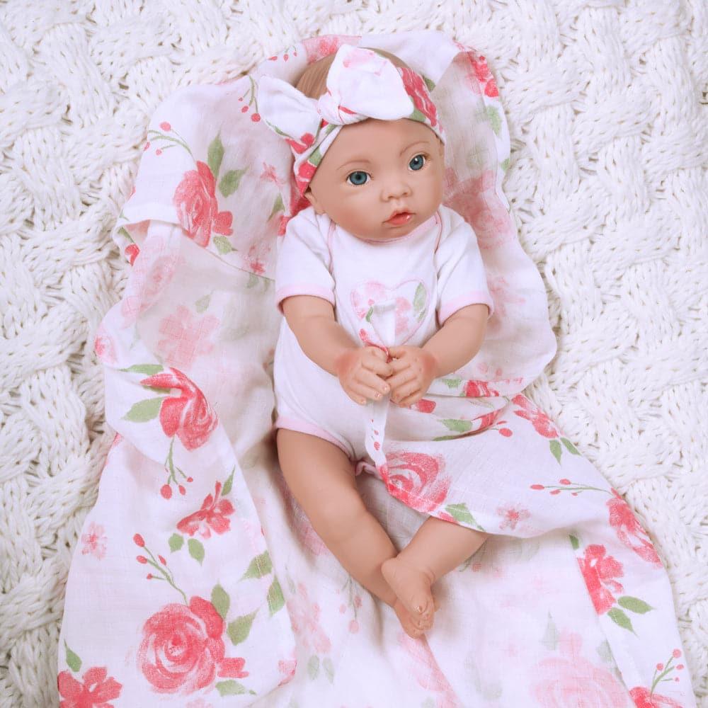 Reborn Newborn Baby Doll 16" Swaddlers: Rose Petal - Paradise Galleries