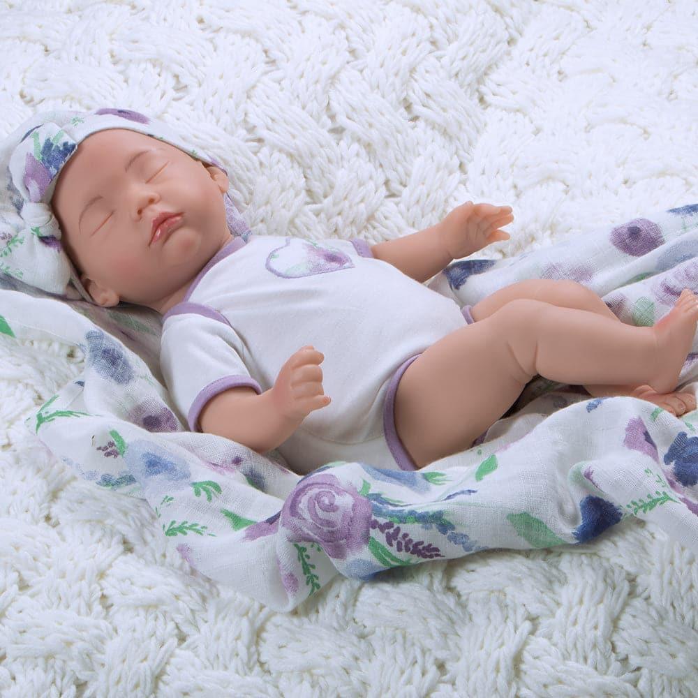 Newborn 16" Reborn Preemie - Swaddlers: Sleeping Lilac - Paradise Galleries