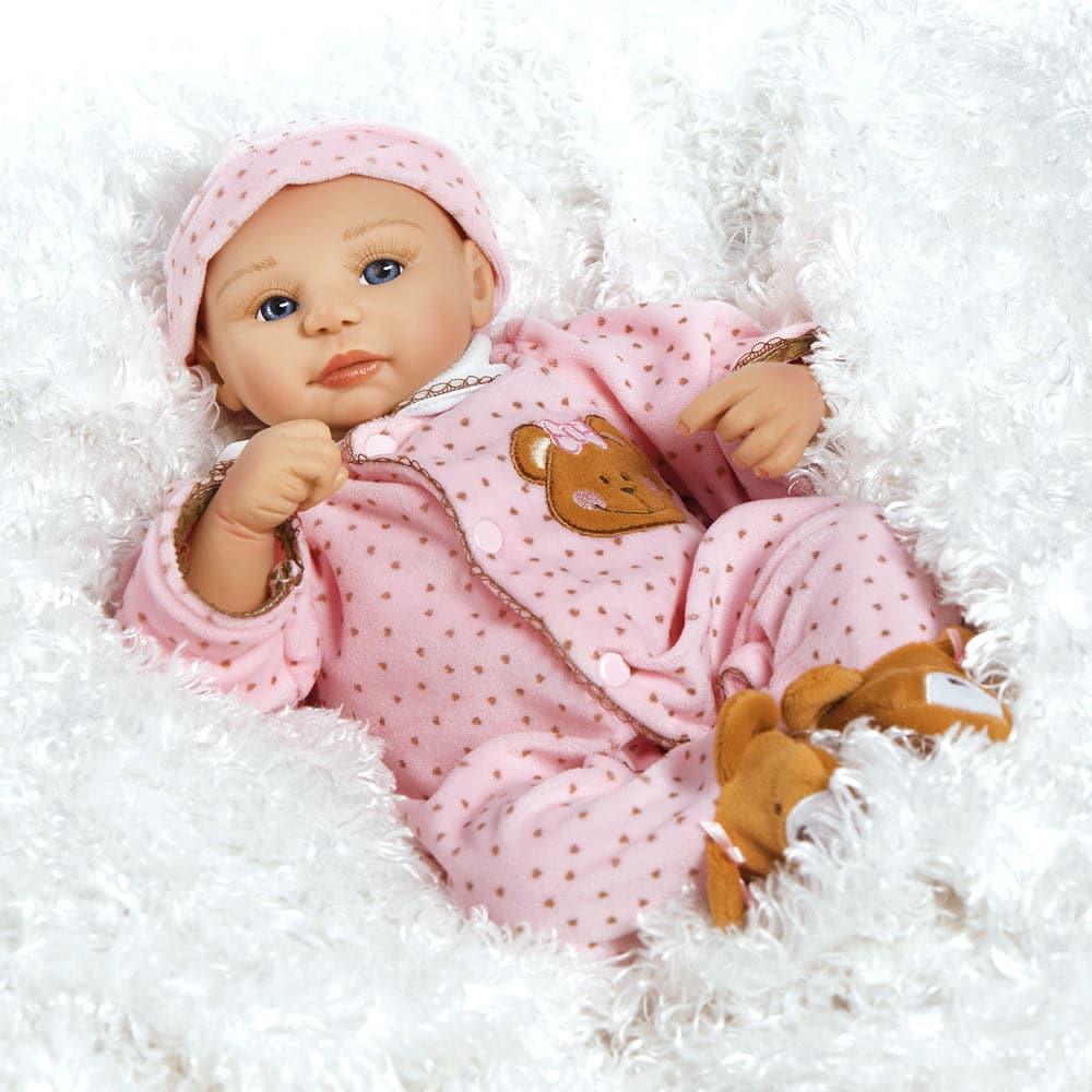 Realistic Twin Baby Doll, Teddy Bear Twin Abigail, Soft Vinyl, 16 inch Paradise Galleries Reborn