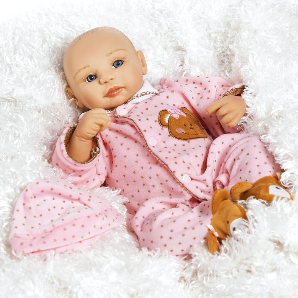 Realistic Twin Baby Doll, Teddy Bear Twin Abigail, Soft Vinyl, 16 inch Paradise Galleries Reborn