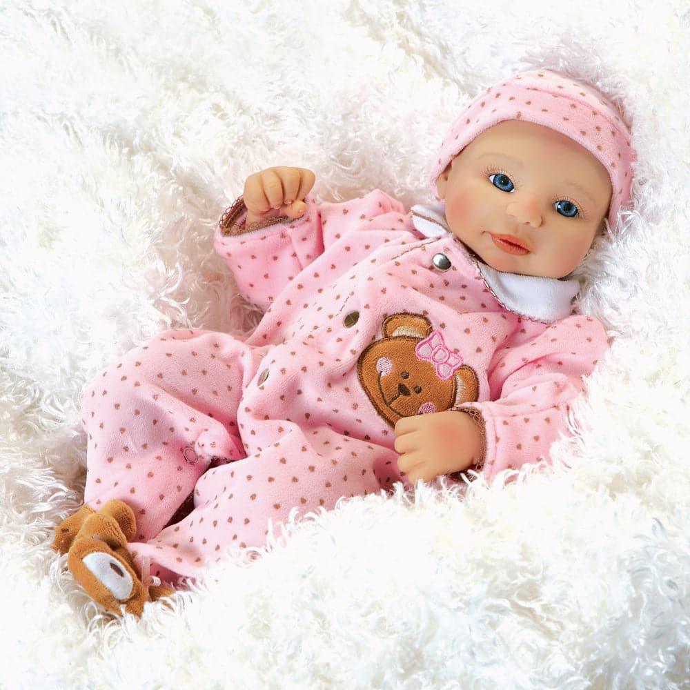 Realistic Twin Baby Doll, Teddy Bear Twin Abigail, Soft Vinyl, 16 inch Paradise Galleries Reborn