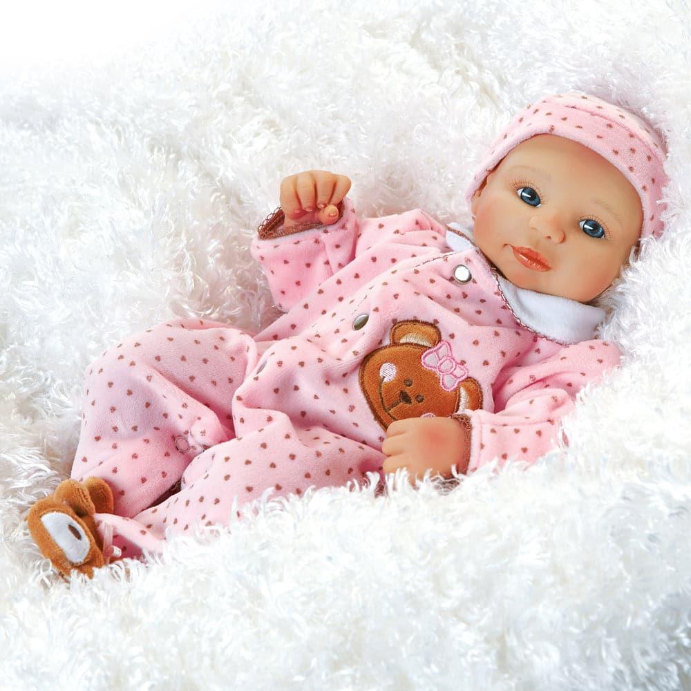 Realistic Twin Baby Doll, Teddy Bear Twin Abigail, Soft Vinyl, 16 inch Paradise Galleries Reborn