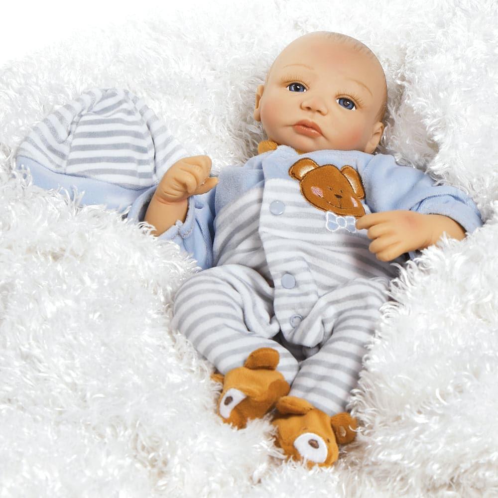 Real Life Twin Baby Doll, Teddy Bear Twin Aidan, Soft Vinyl, 16 inch Paradise Galleries Reborn