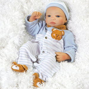 Real Life Twin Baby Doll, Teddy Bear Twin Aidan, Soft Vinyl, 16 inch Paradise Galleries Reborn