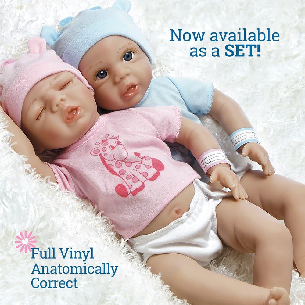 Real Life Twin Baby Dolls Set, Tiny Twins Set, 18 inch Paradise Galleries Reborn Twins