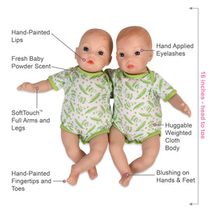 Paradise Galleries Lifelike Newborn Baby Doll - Two Peas in a Pod